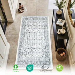 Homeart Traditional Area Rug , Super Soft & Sustainable Woven Neutral Carpet Durable Indoor Rug Weave Grey 60X110 - thumbnail 3