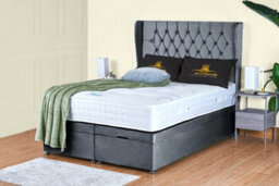 UKBEDFURNITURE Bronte Plush Steel End Opening Divan Ottoman Bed With 54 Inch Headboard - thumbnail 1