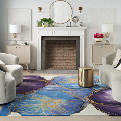 Prismatic Prs32 Blue Gold Wool Rug By Nourison-114Cm X 175Cm - image 1