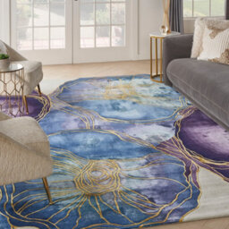 Prismatic Prs32 Blue Gold Wool Rug By Nourison-114Cm X 175Cm - thumbnail 4