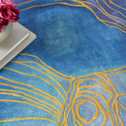 Prismatic Prs32 Blue Gold Wool Rug By Nourison-114Cm X 175Cm - thumbnail 8
