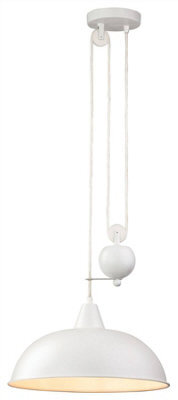 Luminosa Lighting Luminosa Century 1 Light Rise & Fall Dome Ceiling Pendant White, E27 - image 1