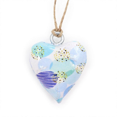 Serenityy Small Decor Wood Heart - Blue Abstract, Small Gloss Printed Wooden Heart, Lightweight 13G - image 1
