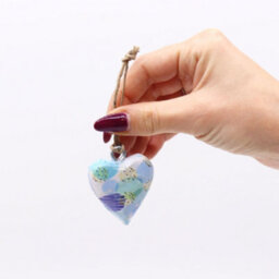 Serenityy Small Decor Wood Heart - Blue Abstract, Small Gloss Printed Wooden Heart, Lightweight 13G - thumbnail 2