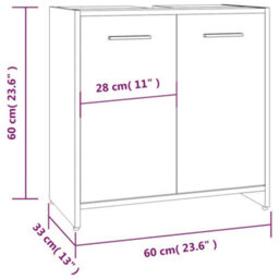 Berkfield Bathroom Cabinet Grey Sonoma 60X33X60 Cm Engineered Wood - thumbnail 9