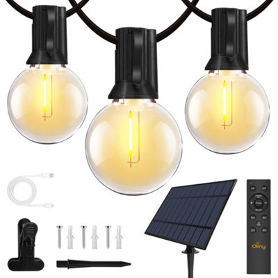 Ollny 10M Solar Festoon String Lights With Remote 3 Modes Usb 16 G40 Shatterproof Bulbs Pergola Gazebo Patio Party Decor - image 1