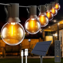Ollny 10M Solar Festoon String Lights With Remote 3 Modes Usb 16 G40 Shatterproof Bulbs Pergola Gazebo Patio Party Decor - thumbnail 9