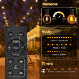 Ollny 10M Solar Festoon String Lights With Remote 3 Modes Usb 16 G40 Shatterproof Bulbs Pergola Gazebo Patio Party Decor - thumbnail 6