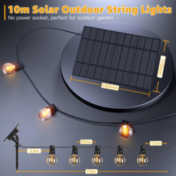 Ollny 10M Solar Festoon String Lights With Remote 3 Modes Usb 16 G40 Shatterproof Bulbs Pergola Gazebo Patio Party Decor - thumbnail 5
