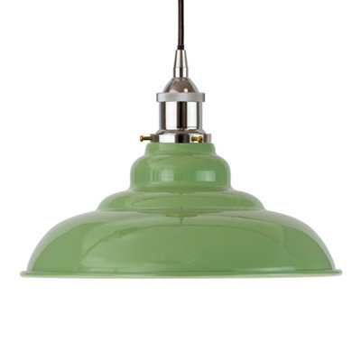 Mint Green St Edmund's Painted Dome Pendant Light With Nickel Lamp Holder And Black Round Cable - Se Home - image 1