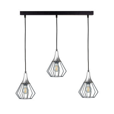 Luminosa Lighting Luminosa Selene Bar Pendant Ceiling Light Black, Silver 3X E27 - image 1