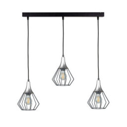 Luminosa Lighting Luminosa Selene Bar Pendant Ceiling Light Black, Silver 3X E27 - thumbnail 1