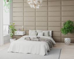 Aspire Easymount Wall Mounted Upholstered Panels, Modular Diy Headboard In Eire Linen Fabric, Natural (Pack Of 8) - thumbnail 3