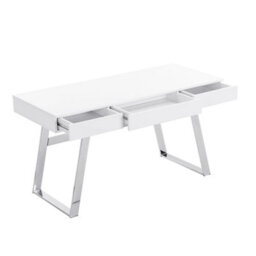 Furniture in Fashion Aspen High Gloss Laptop Desk With 3 Drawers In White - thumbnail 4