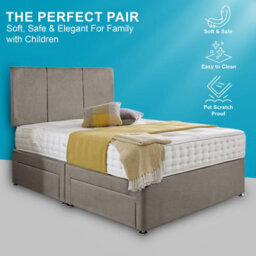 Dining Tables Chelsea Headboard Divan Set, 2 Drawer On Same Side With Sprung 1500 Comfort Mattress - Plush Shell - Double - thumbnail 2