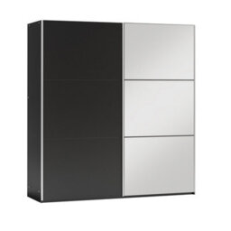Arte Black Matt Sliding Door Wardrobe 200Cm With Mirror - Impactful And Functional - thumbnail 2