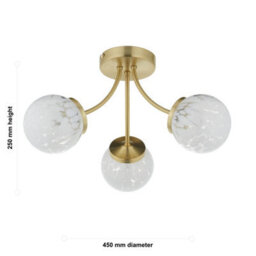 First Choice Lighting Set Of 2 Lucie - Confetti Glass With Satin Gold Ceiling Lights - thumbnail 8