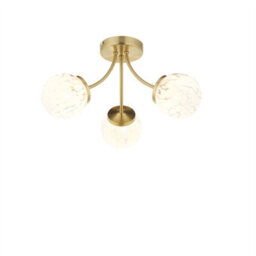 First Choice Lighting Set Of 2 Lucie - Confetti Glass With Satin Gold Ceiling Lights - thumbnail 4