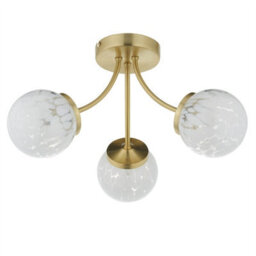 First Choice Lighting Set Of 2 Lucie - Confetti Glass With Satin Gold Ceiling Lights - thumbnail 2