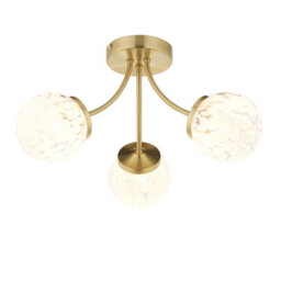 First Choice Lighting Set Of 2 Lucie - Confetti Glass With Satin Gold Ceiling Lights - thumbnail 3