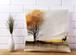 Warren Reed Designer Autumn Landscape Stag Watercolour Cushions 45Cm X 45Cm - thumbnail 2