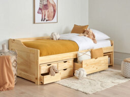 Beliani Daybed With Storage Pine Wood Royville 90 X 200 Cm (Eu Single) Light Brown - thumbnail 2