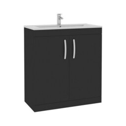 Royal Bathrooms Turin 800mm Matt Black Floor Standing Vanity Unit 2 Door With Minimalist Basin - thumbnail 6