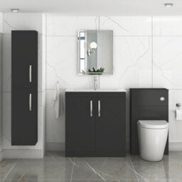Royal Bathrooms Turin 800mm Matt Black Floor Standing Vanity Unit 2 Door With Minimalist Basin - thumbnail 4