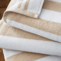 Bianca Fine Linens Reversible Stripe Cotton Jacquard Hand Towel Natural - thumbnail 3