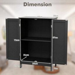 Bathroom Black Floor Cabinet Free-Standing Storage Cabinet - thumbnail 2