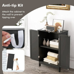 Bathroom Black Floor Cabinet Free-Standing Storage Cabinet - thumbnail 5