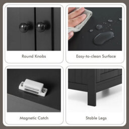 Bathroom Black Floor Cabinet Free-Standing Storage Cabinet - thumbnail 6