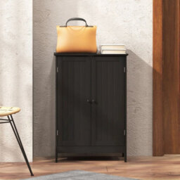 Bathroom Black Floor Cabinet Free-Standing Storage Cabinet - thumbnail 3