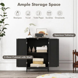 Bathroom Black Floor Cabinet Free-Standing Storage Cabinet - thumbnail 4