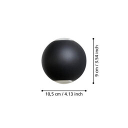 EGLO Abugo Black Round Led Wall Light Ip54 Outdoor Bathroom Light 480 Lumens - thumbnail 7