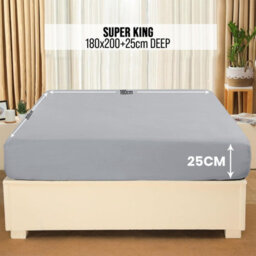 Aspire Homeware Silver Fitted Sheet-(25Cm) Deep Hotel Quality -Breathable Fitted Bed Sheets Super King (L)200Cm X (W)180Cm - thumbnail 7