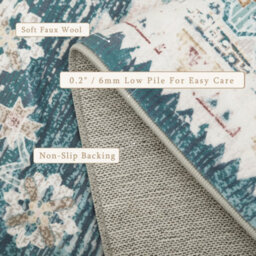 Decoranddecor Rug, Washable Rugs, Bedroom Kitchen Rugs, 80X150Cm, Non-Slip, Pet Friendly, Low Pile, Traditional Rug - Soreli - thumbnail 3