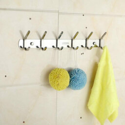 Mass Dynamic Wall Mounted Stainless Steel Coat Hooks  6 Dual Hooks For Coats, Hats & Bathroom Use - thumbnail 2