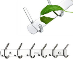 Mass Dynamic Stainless Steel Coat Hook Rail  6 Double Hooks, Wall Mounted Coat Rack For Coats, Hats, Towels & Bathroom Accessories