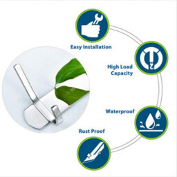 Mass Dynamic Wall Mounted Stainless Steel Coat Hooks  6 Dual Hooks For Coats, Hats & Bathroom Use - thumbnail 5