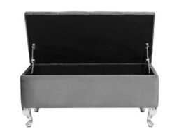 Londona 120Cm Chesterfield Ottoman Storage Bench - Plush Velvet Shoe Bench - Grey Upholstery Footstool With Storage - thumbnail 2
