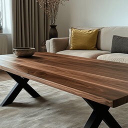 Ashford Blake Solid Walnut Coffee Table - Chunky X Legs - thumbnail 2
