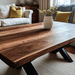 Ashford Blake Solid Walnut Coffee Table - Chunky X Legs - thumbnail 3