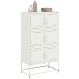 Berkfield Sideboard White 68.5X38.5X123.5 Cm Steel - thumbnail 4