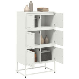 Berkfield Sideboard White 68.5X38.5X123.5 Cm Steel - thumbnail 5