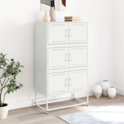 Berkfield Sideboard White 68.5X38.5X123.5 Cm Steel - thumbnail 3