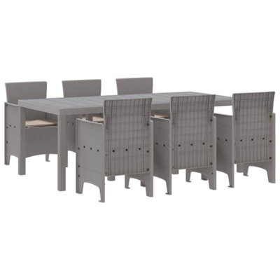 Berkfield Modern Garden Dining Set 7 Pcs Light Grey Polt Rattan