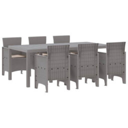 Berkfield Modern Garden Dining Set 7 Pcs Light Grey Polt Rattan