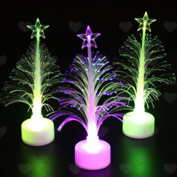 Amorly 5Pcs Mini Fiber Optic Christmas Tree Night Lights, Battery Powered Colour Flash Led Lamps, Compact Ornaments For Xmas Party Decor - thumbnail 6