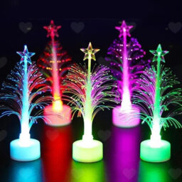 Amorly 5Pcs Mini Fiber Optic Christmas Tree Night Lights, Battery Powered Colour Flash Led Lamps, Compact Ornaments For Xmas Party Decor - thumbnail 1